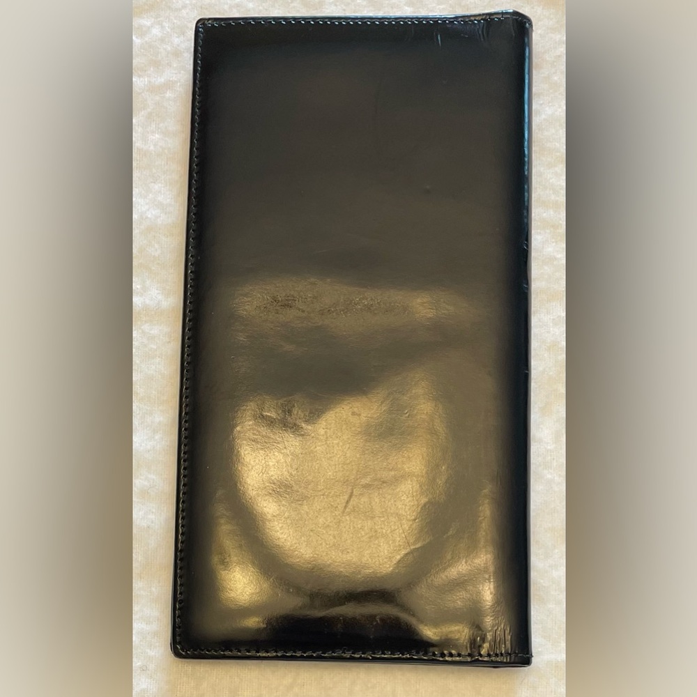 Salvatore Ferragamo Authentic Vintage Shiny Black Leather Slim Bifold Wallet - Picture 2 of 11